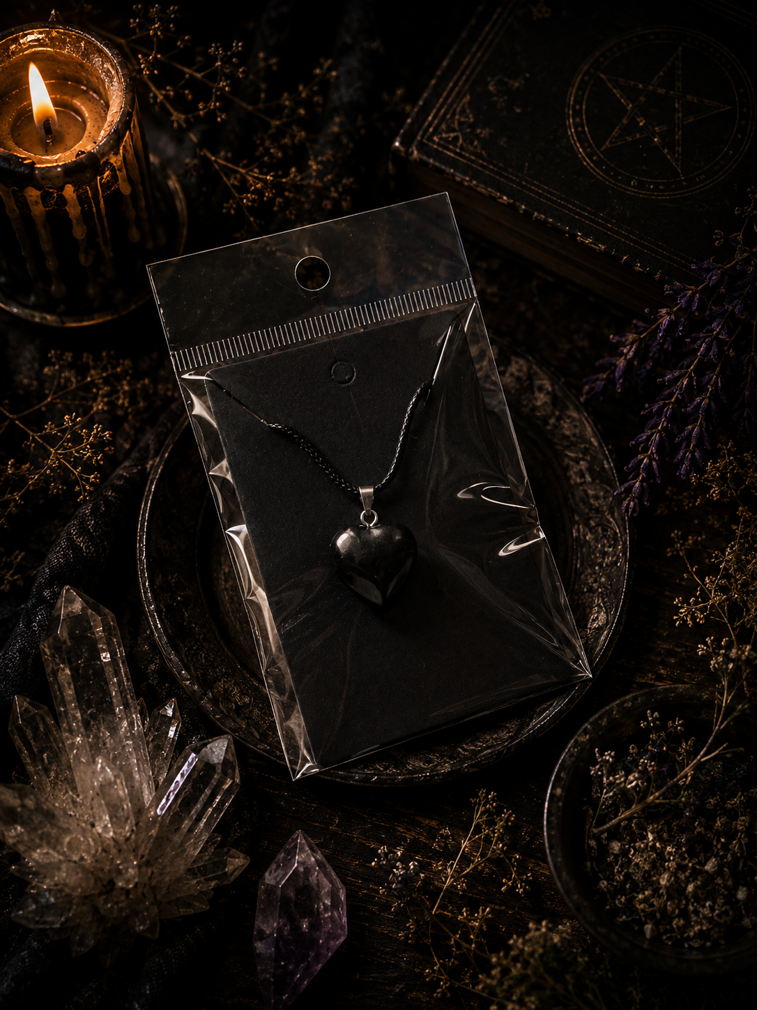 Hjärthalsband – Obsidian
